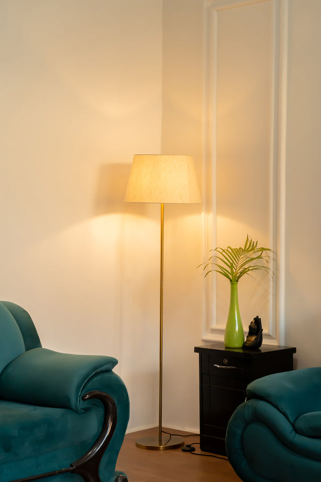 Standing Modern Floor Lamp With Antique Brass Finish