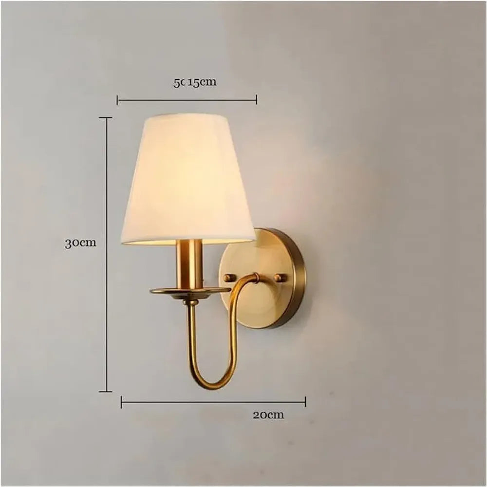 LED Fabric Lampshade Wall Lamp E27 Bulb Bedroom Wall Sconce
