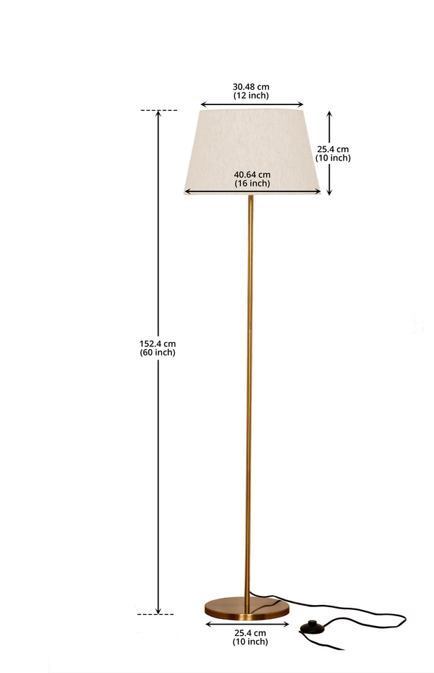 Standing Modern Floor Lamp With Antique Brass Finish