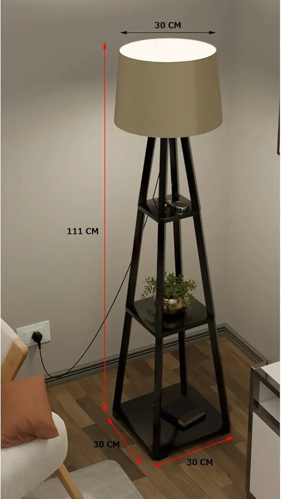 Floor Lamp with Shelves Jute Shade Lamps with Shelf for Home Decoration,Multi Utility Floor Lamps