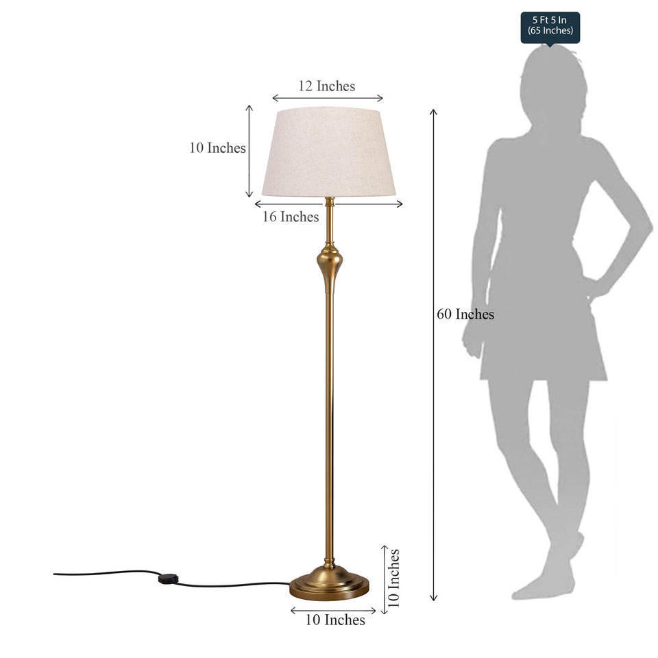 Standing Modern Floor Lamp With Antique Brass Finish