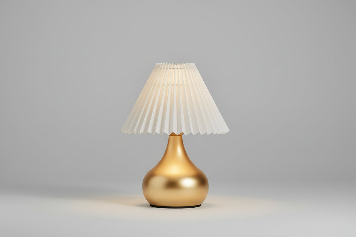 Vintage Traditional Table Lamp Pleated Shade Bedside Lamp