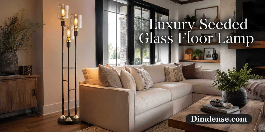  3 Lights 70" Black-Bronze Seeded Glass Floor Lamp