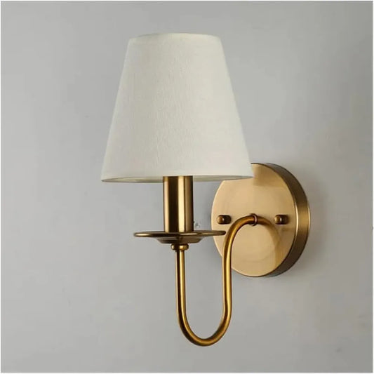 LED Fabric Lampshade Wall Lamp E27 Bulb Bedroom Wall Sconce