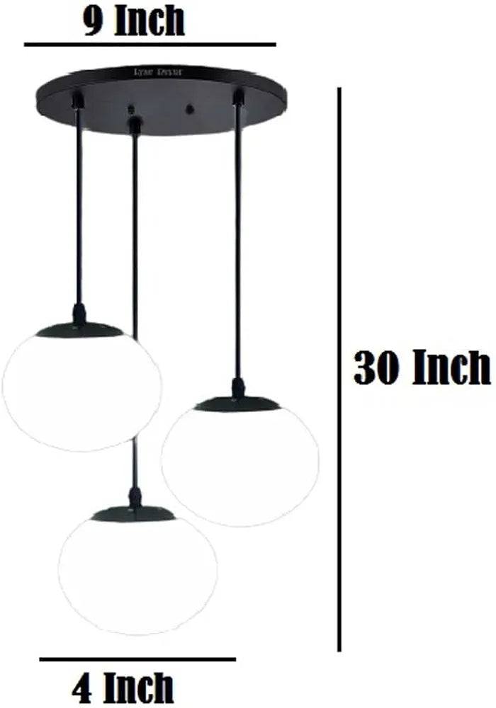 Mini Hanging Vintage Pendant Light Fixture with 3-Light Globe Shade