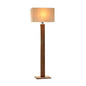 Modern Elegant Metal Body Wooden Stand Floor Lamp Square Fabric Light Shade