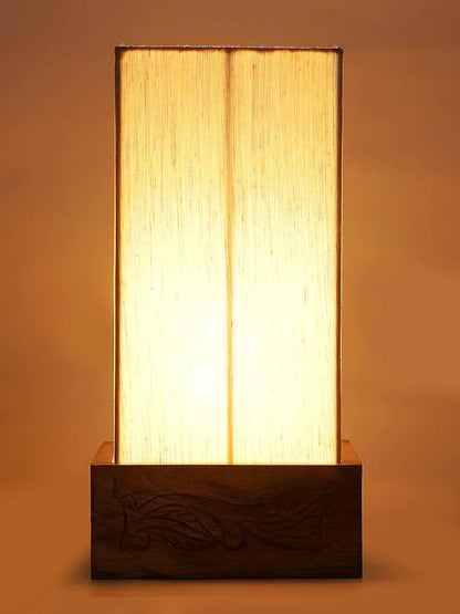 Wooden Off-White Square Table Lamp