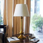 Brass Antique Finish Gold Table Lamp with Off White 10 Inch Lampshade